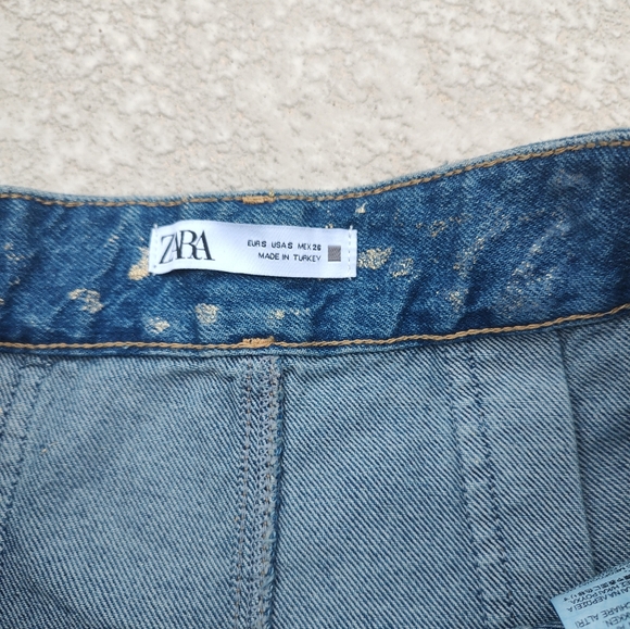 Zara Denim Gold Glitter Mini Skirt - Picture 10 of 11